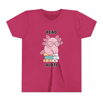 Youth Short Sleeve Tee Read Alotls Design - Fun Kids' Tee, Perfect for Book Lovers, Reading Theme, School Wear