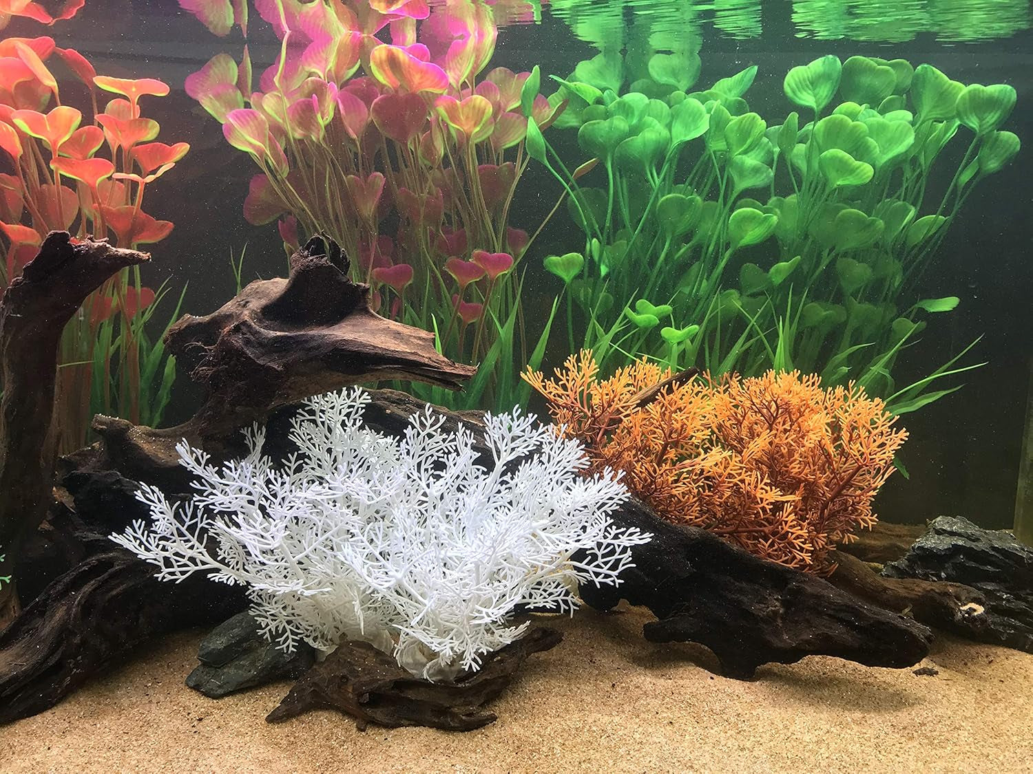 2 Pcs Aquarium Decorations Fish Tank Artificial Water Plants Made of Soft Plastic