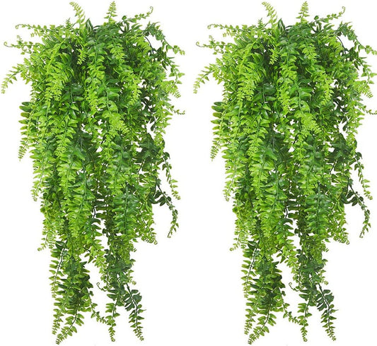 Reptile Plants Hanging Fake Vines Boston Climbing Terrarium Plant with Suction Cup for Bearded Dragons Lizards Geckos Snake Pets Hermit Crab and Tank Habitat Decorations (2 Pack)