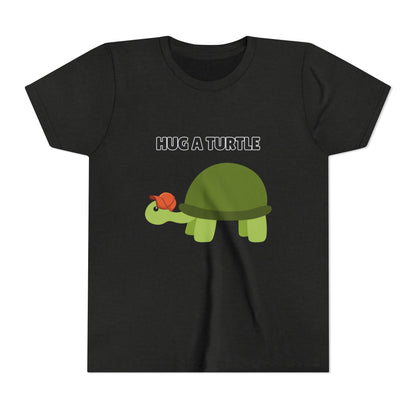 Hug a Turtle Youth Tee - Fun Nature Shirt, Children's Gift, Green Turtle Art, Ocean Conservation, Cute Animal Shirt