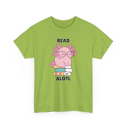 Adult Sizes: Read Alotl Cute Axolotl Reading Tee, Perfect for Book Lovers, Gifts for Readers, Fun Graphic Shirt, Animal Lover Apparel, Axolotl Merchandise