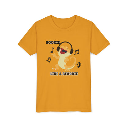 Boogie like a Beardie Bearded Dragon Youth Short Sleeve Tee with Fun Music Design, Kids Music Shirt, Casual Summer Top