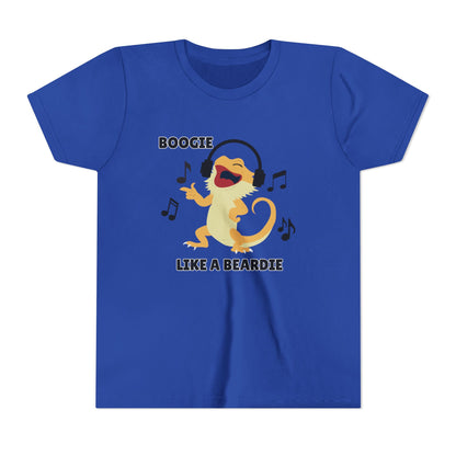Boogie like a Beardie Bearded Dragon Youth Short Sleeve Tee with Fun Music Design, Kids Music Shirt, Casual Summer Top