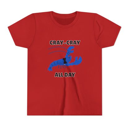 Crayfish Cray-Cray All Day Electric Mini Lobster Youth Tee, Fun Kids Shirt, Summer Outfit
