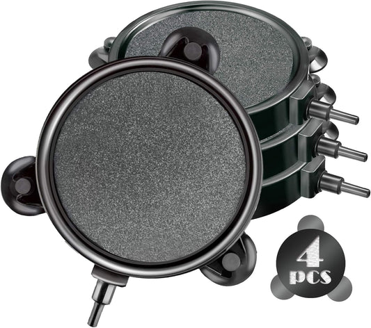 4 Pieces 4 Inch Air Stone Disc Bubbler Diffuser with 12 Pieces Suction Cups for Aquarium Hydroponics Fish Tank Air Pump round Aquarium Air Stone Kit