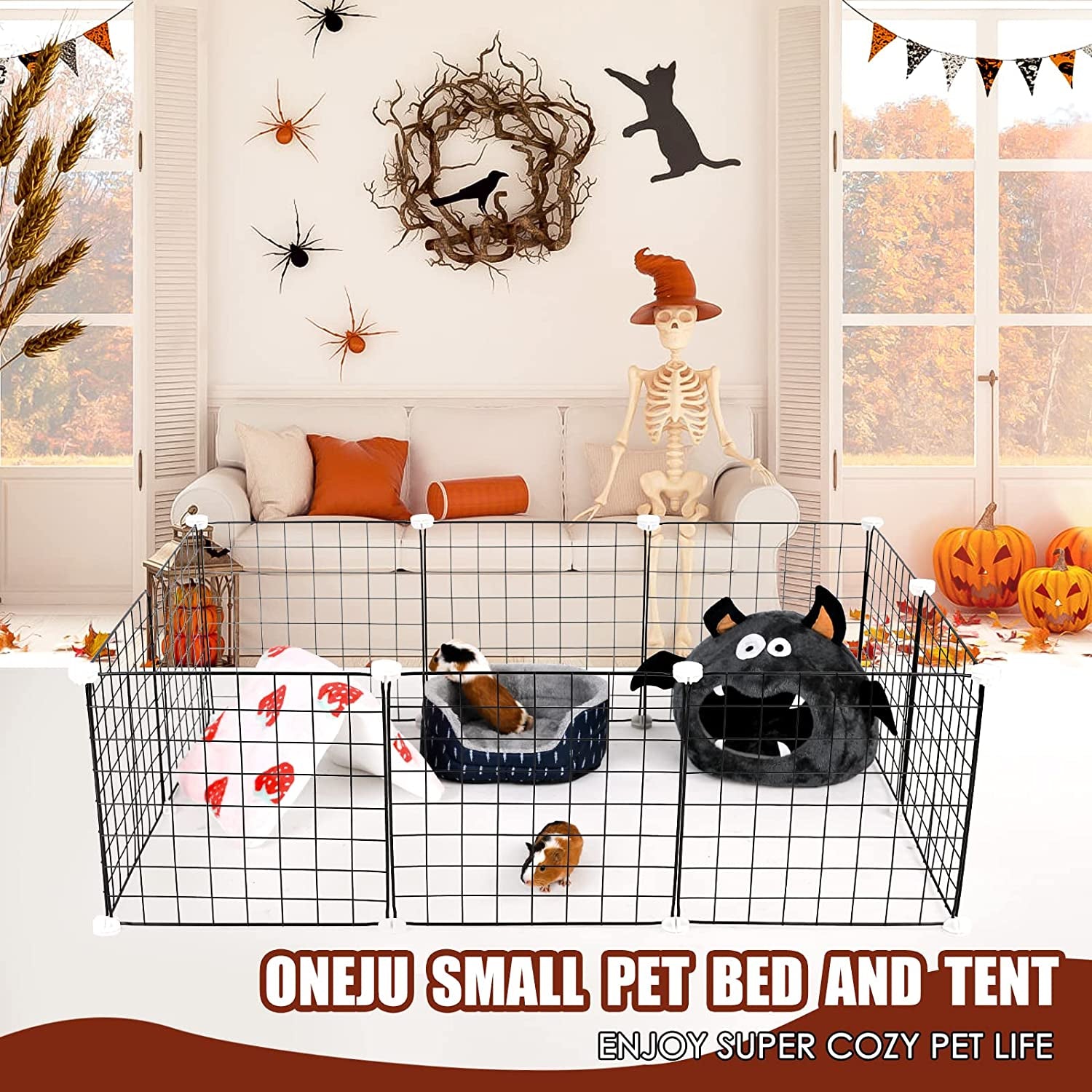 Guinea Pig Bed, Guinea Pig Hideout, Rabbit Bed, Bunny Hideout, Guinea Pig Cage Accessories for Guinea Pig, Small Bunny, Hamster, Chinchilla, Small Rabbit and Other Small Pets - Bat Shape