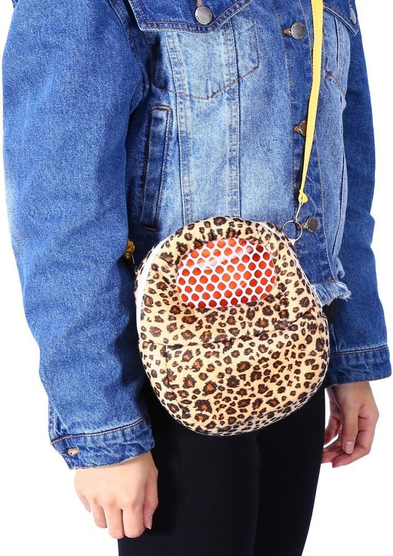 Three Size Small Pets Carrier Bag Hedgehog Hamster Mouse Outgoing Bags Leopard Portable Travel Backpack with S, Yellow-M