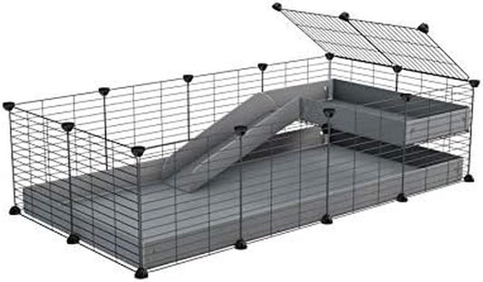 C&C Cage for Guinea Pig 4X2 with Loft & Ramp by  - Gray Coroplast