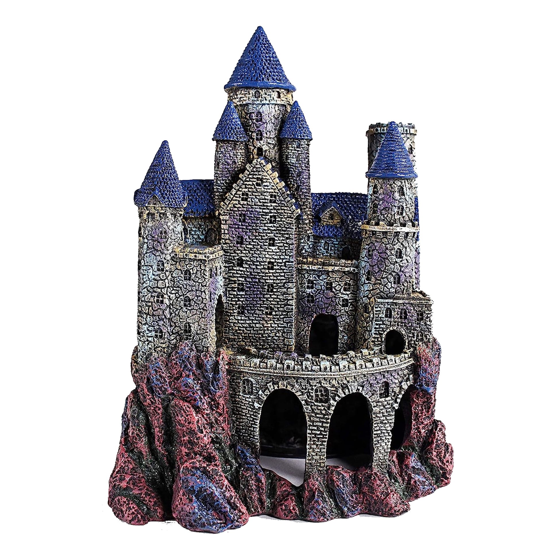 Penn Plax Age-Of-Magic Magical Resin Castle - Large Aquarium Decoration - Blue