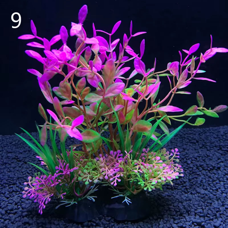 12 Kinds Artificial Aquarium Decor Plants Water Weeds Ornament Aquatic Plant Fish Tank Grass Decoration Accessories 14Cm