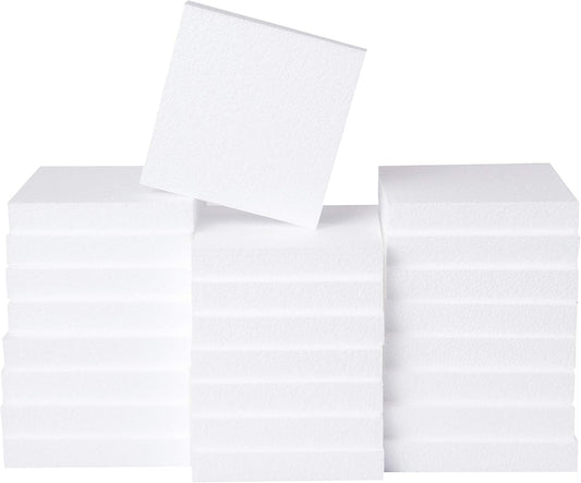 Silverlake Craft Foam Squares - American-Made Hard Foam - 24-Pack 6X6X1 EPS Boards for Crafting, Teaching & Small Business