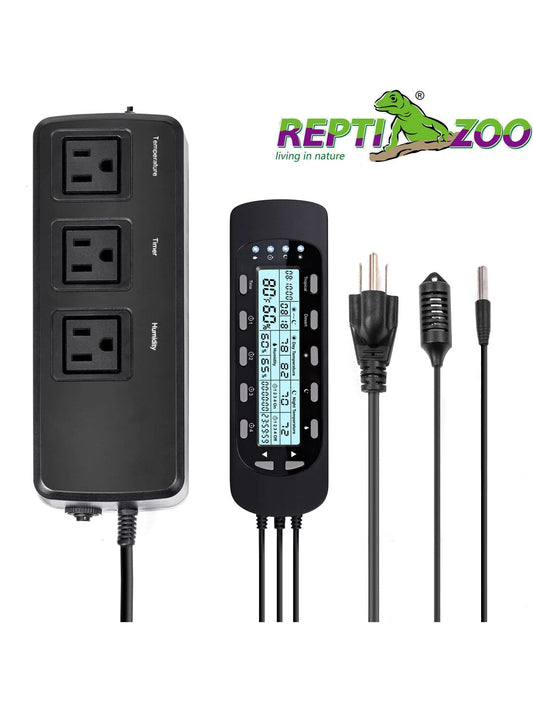 Digital Thermometer Hygrometer Temperature Controller for Reptile Tank Water Terrarium, Waterproof Reptile Timer with Thermostat Controller Lighting Timer