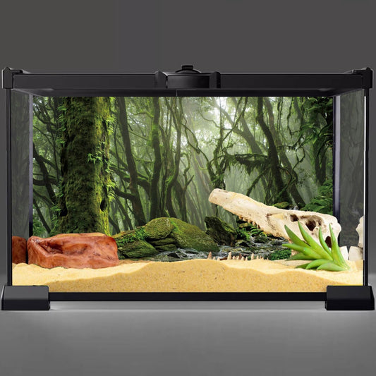 Foggy Forest Terrarium Background Stream Green Huge Tree Reptile Habitat Background Tropical Rainforest Aquarium Background 48X18 Inches Durable Polyester Background
