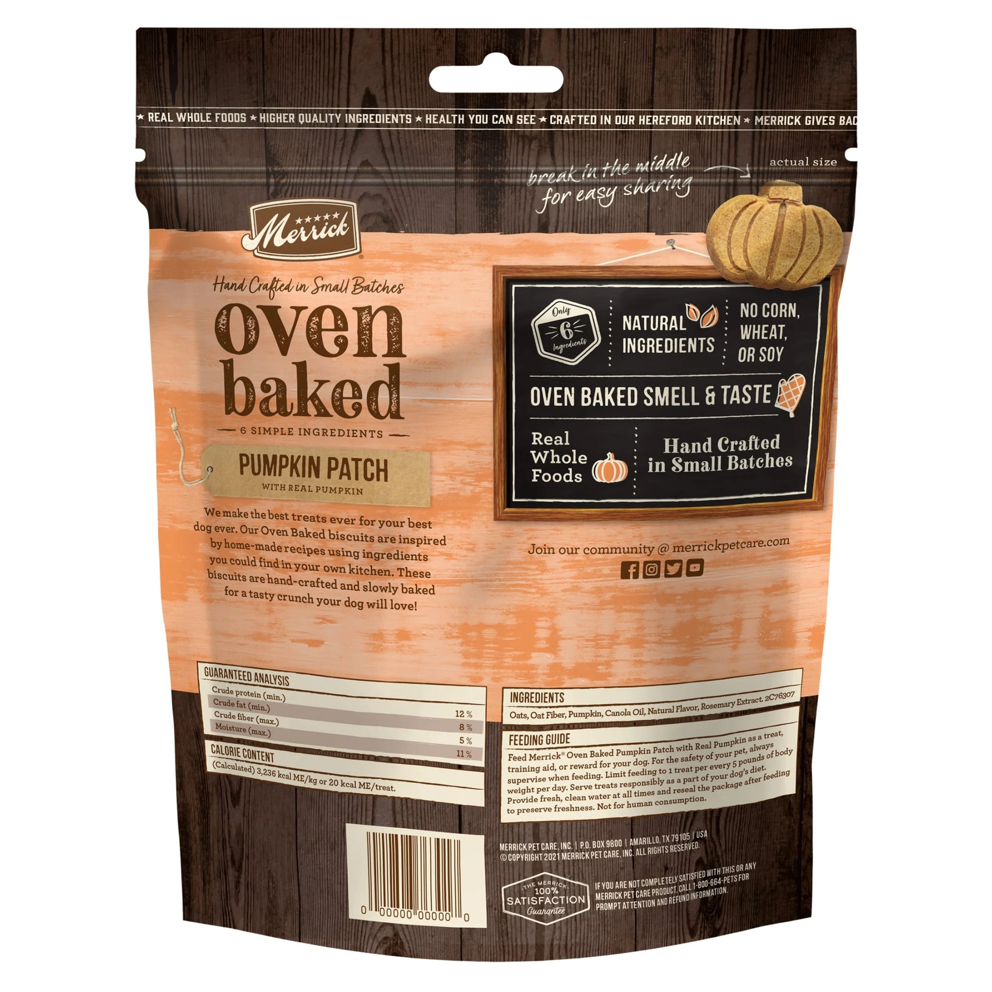 Oven Baked Natural Dog Treats with Real Pumpkin Fall Flavor, 11 Oz Pouch