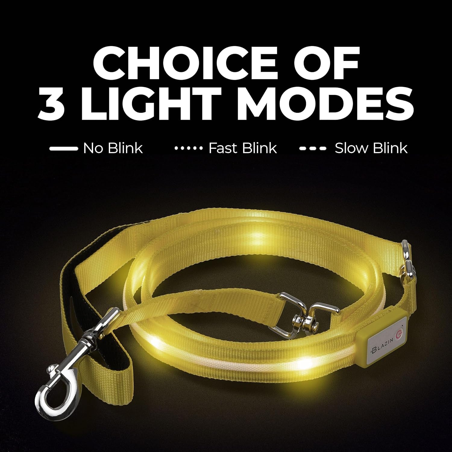 Light up Dog Leash LED Dog Leash - 1,000 Feet of Visibility - USB Rechargeable Waterproof Glow in the Dark Dog Leash - 4 Foot, Black