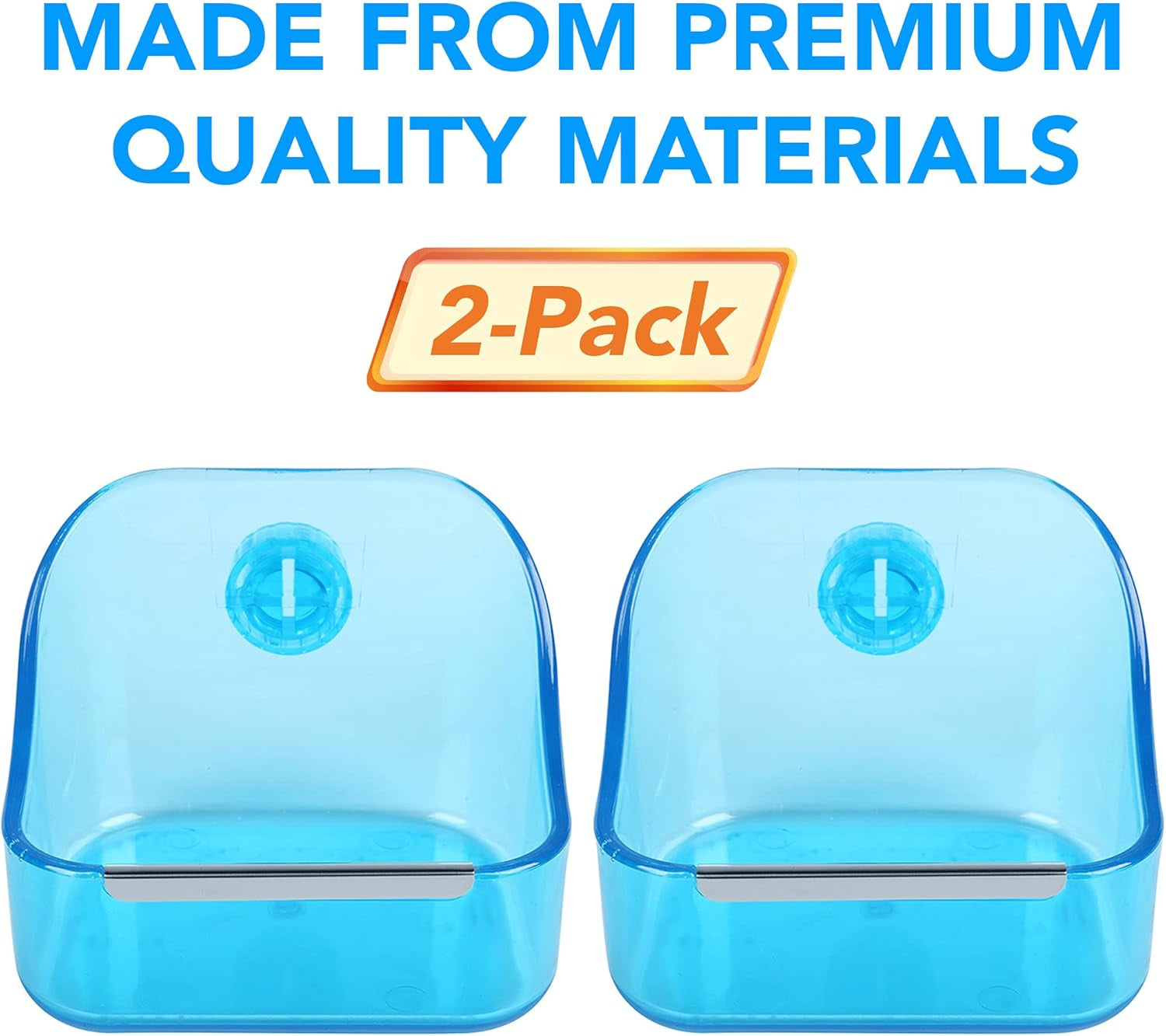 (2 Pack) 5" X 3 3/4" X 4"  Food and Water Bowl for Rabbit, Chinchilla, Guinea Pig - the Best Tip-Proof, Clip-On Food Dishes for Rabbits and Small Pets